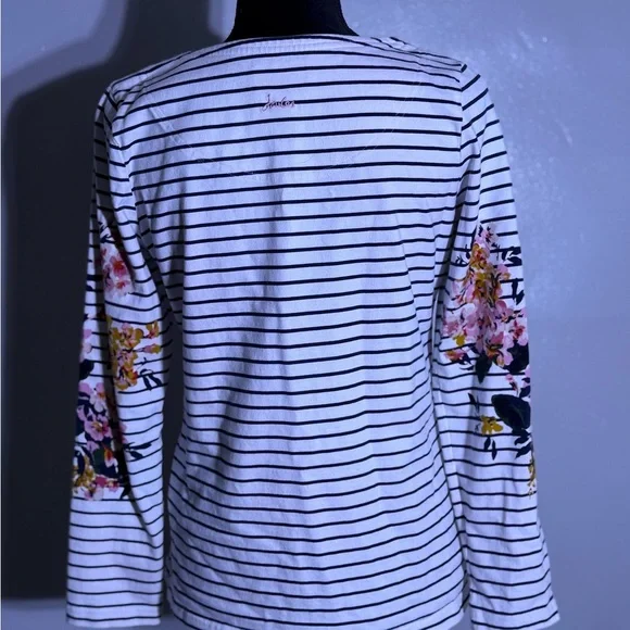 Joules Floral Embroidered Striped Long Sleeve Top - Picture 3 of 6